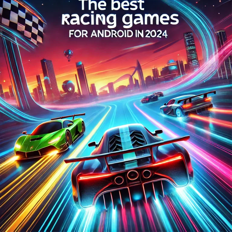 DALLE 2024-11-30 125904 - A vibrant and dynamic illustration for The Best Racing Games for Android in 2024 The design features sleek and futuristic racing cars speeding alon